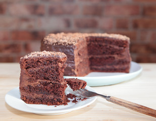 Chocolate sponge cake with chocolate buttercream frosting