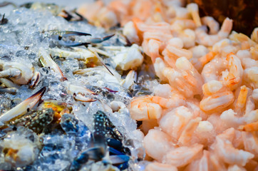 Raw and fresh seafood