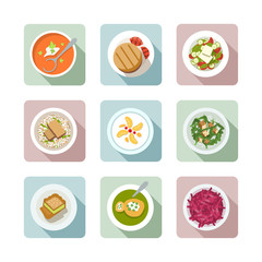Vegetarian cuisine. Flat icons in color