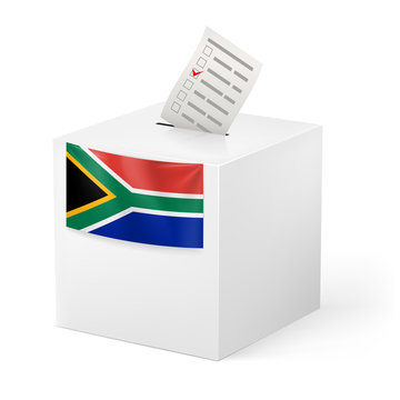Ballot box with voting paper. South Africa