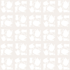 teapot, tea cup and tea spoon seamless pattern