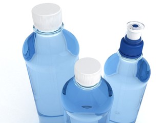 Bottles of water isolated on white background