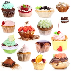 Sweet desserts isolated on white