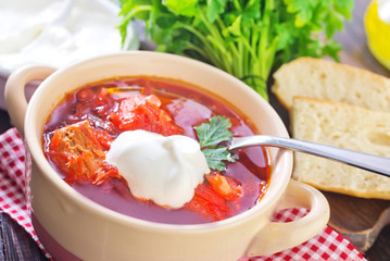 Traditional Russian-Ukrainian borscht soup