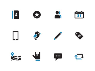 Social duotone icons on white background.