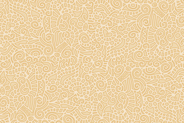 Light brown background with floral curls