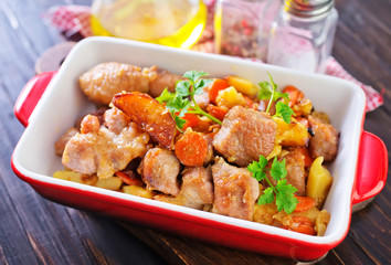 fried meat with vegetables