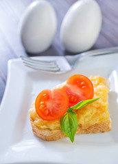 bread with cheese,tomato and basil