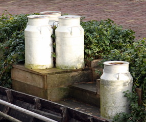 Obraz premium Milk cans ready for transport