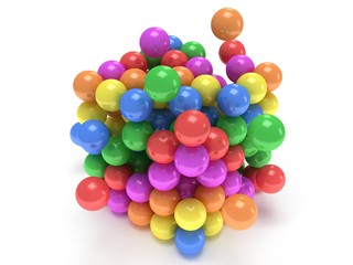 Orbs block. Assembling concept. On white.