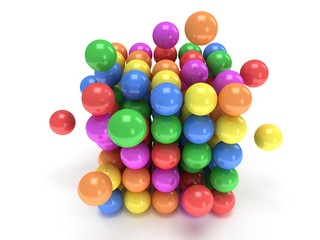 Orbs block. Assembling concept. On white.