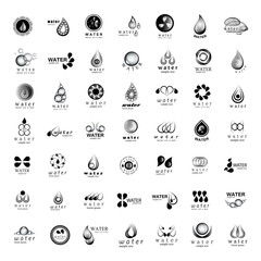 Water And Drop Icons Set - Isolated On White Background