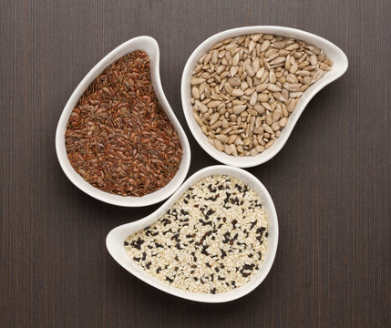 Sesame,flax and sunflower seeds