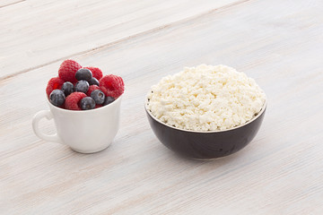 Breakfast with cottage cheese and berries