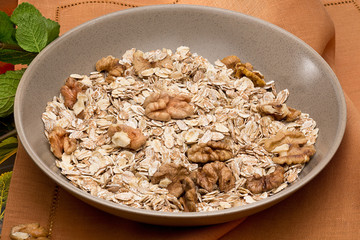 Bowl with nuts and muesli