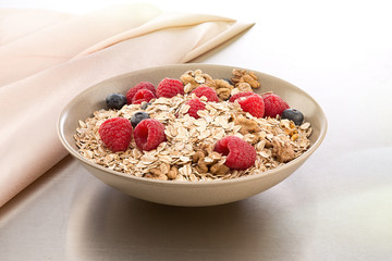 Bowl of muesli and berries