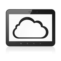 Cloud technology concept: Cloud on tablet pc computer