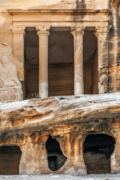 Antique Nabatean Temple of the God Sun in Little Petra
