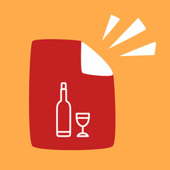 document with a bottle and glass.