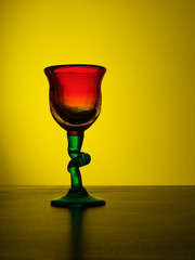 Hand made glass goblet, illuminated