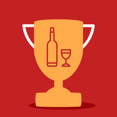 cup with a bottle and glass.