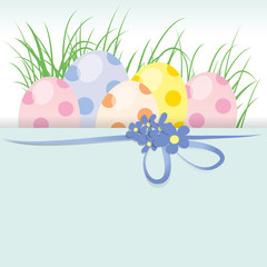 Ostereier gepunktet,Vergissmeinnicht,Schleife,Gras