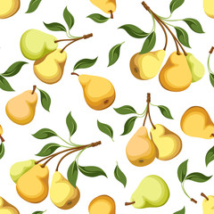 Obraz premium Seamless background with pears. Vector illustration.