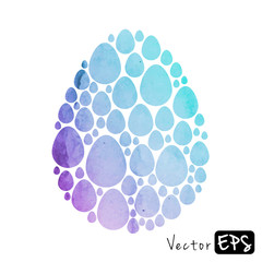 Easter egg from small eggs of watercolor texture