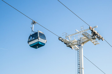 Cable car in Expo district, Lisbon, Portugal
