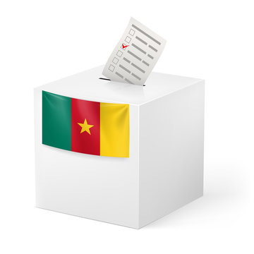 Ballot box with voting paper. Cameroon