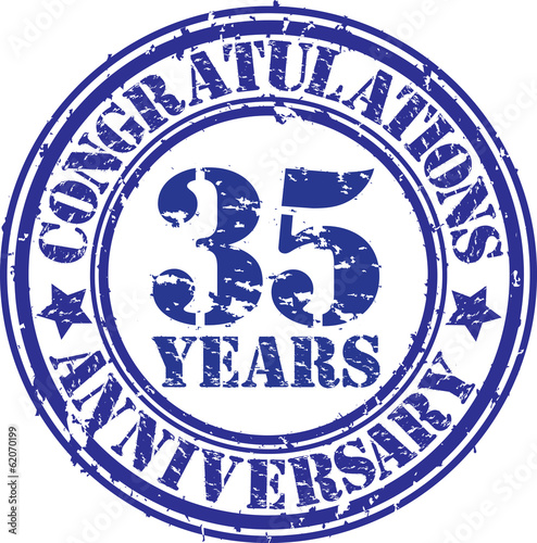 "Cogratulations 35 years anniversary grunge rubber stamp, vector" Stock