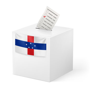 Ballot box with voting paper. Netherlands Antilles