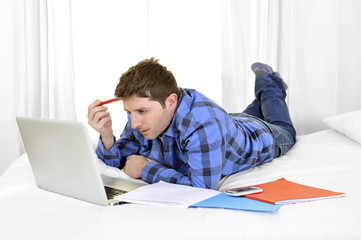 business man or student working and studying with computer