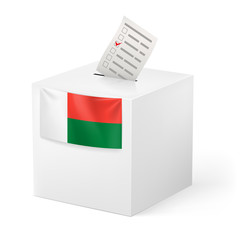 Ballot box with voting paper. Madagascar