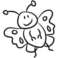 Süßer Niedlicher Comic Cartoon Schmetterling