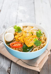 Spicy curry instant noodles.