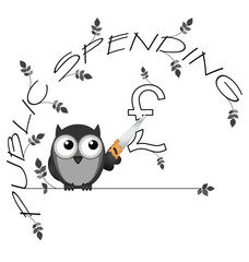 Monochrome public spending cuts pound