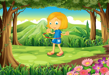 Obraz na płótnie Canvas A forest with a child playing