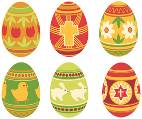 Vector set of easter eggs isolated at retro style