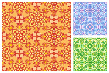 Seamless floral pattern in different color schemes
