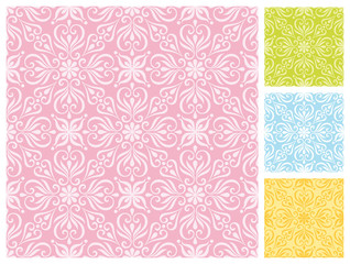 Seamless floral pattern in different pastel color schemes