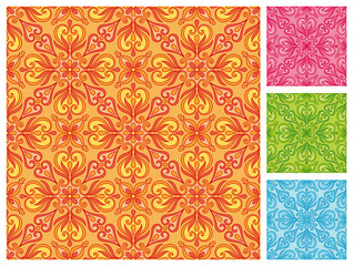 Seamless floral pattern in different color schemes
