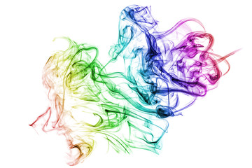 Colorful smoke on white background.