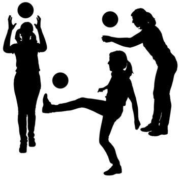 Vector silhouettes of women in sport.