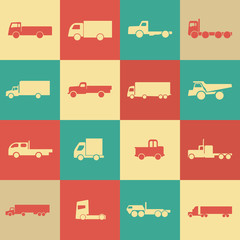 Retro transport truck icons