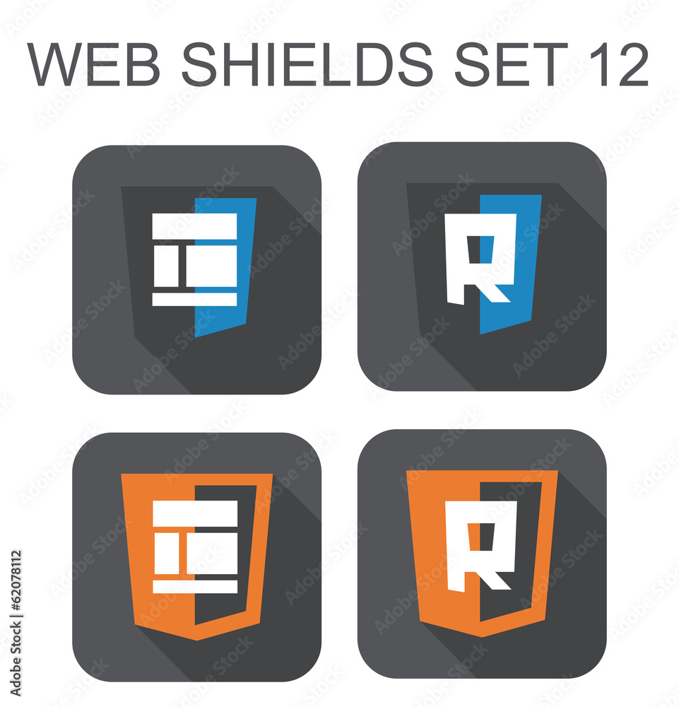 Poster vector collection of web responsive design shield signs: layout