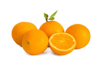 Ripe juicy oranges isolated on white background