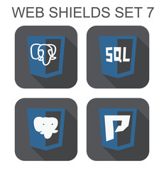 vector collection of postgre database web development shield sig