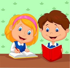 Boy and girl study together