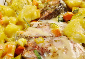 Baked trout with potatoes